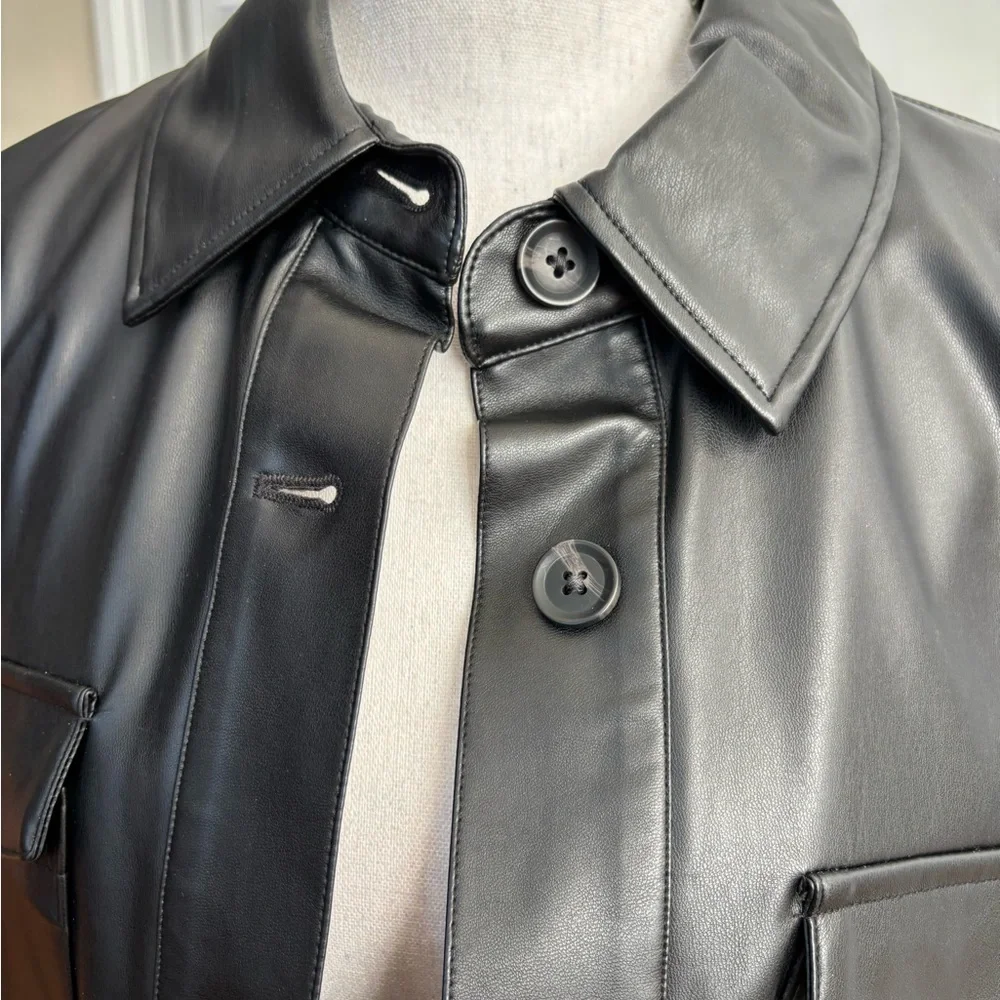 a new day Black Faux Leather Cropped Cargo Jacket - Picture 4 of 10